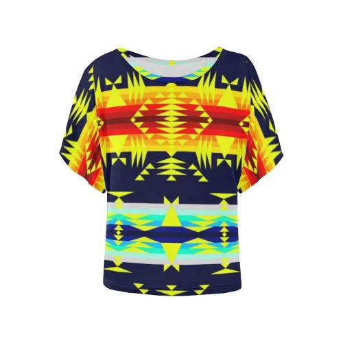 Between the Mountains Navy Yellow Women's Batwing-Sleeved Blouse T shirt Casual Stripe Blouse Between the Mountains Navy Yellow Women's Batwing-Sleeved Blouse T shirt Casual Stripe Blouse