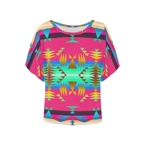 Between the Mountains Sunset Sky Women's Batwing-Sleeved Blouse T shirt Everyday Stylish Blouse Between the Mountains Sunset Sky Women's Batwing-Sleeved Blouse T shirt Everyday Stylish Blouse