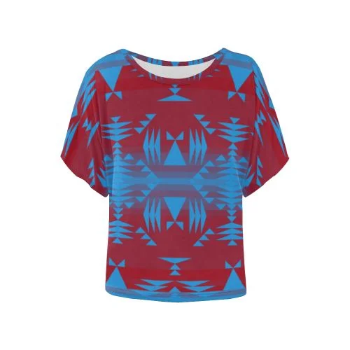 Between the Mountains Sierra Deep Lake Women's Batwing-Sleeved Blouse T shirt Airy Cotton Blouse Between the Mountains Sierra Deep Lake Women's Batwing-Sleeved Blouse T shirt Airy Cotton Blouse