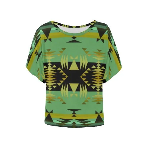 Between the Mountains Sage Women's Batwing-Sleeved Blouse T shirt Lightweight Floral Blouse Between the Mountains Sage Women's Batwing-Sleeved Blouse T shirt Lightweight Floral Blouse
