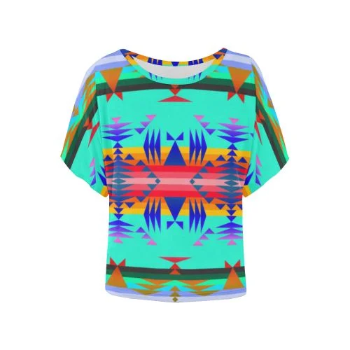 Between the Mountains Spring Women's Batwing-Sleeved Blouse T shirt Double Button Blouse Between the Mountains Spring Women's Batwing-Sleeved Blouse T shirt Double Button Blouse