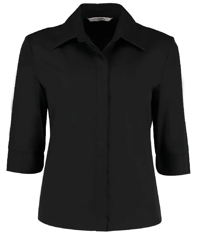 Black - Contiental ¾ sleeve blouse womens Short Sleeve Blouse