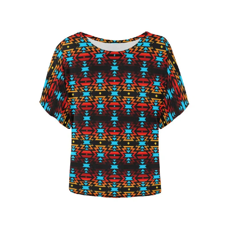 Black Fire Women's Batwing-Sleeved Blouse T shirt High Neck Blouse