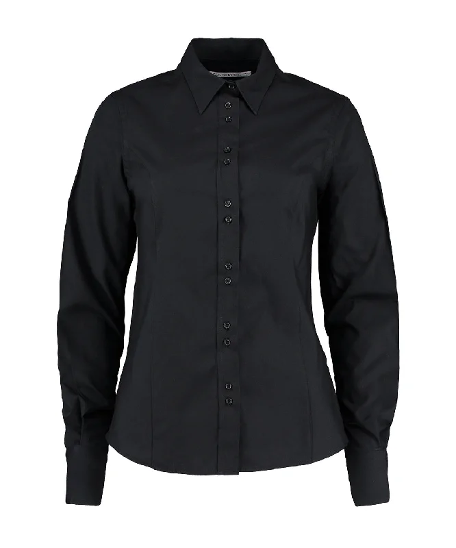 Black - Women's city business blouse long sleeve Elegant Office Blouse