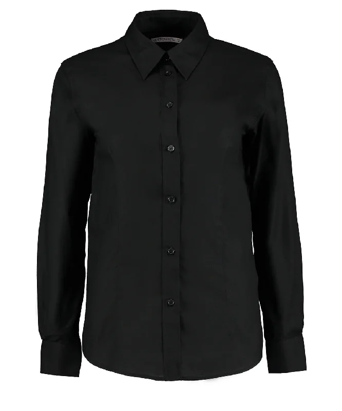 Black - Women's workplace Oxford blouse long-sleeved (tailored fit) Peter Pan Collar Blouse Black - Women's workplace Oxford blouse long-sleeved (tailored fit) Peter Pan Collar Blouse