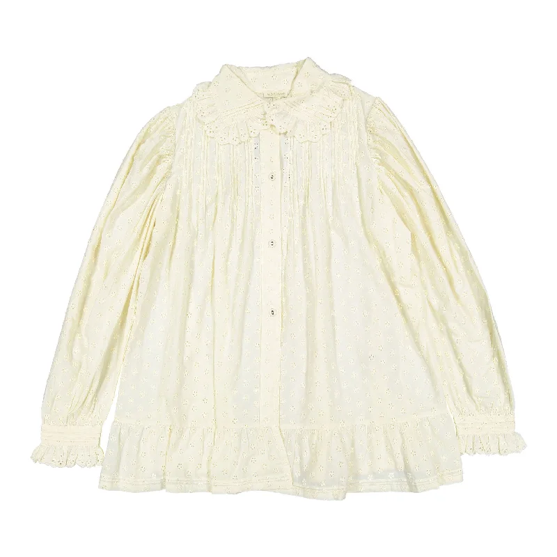 Bonjour Natural Broderie Anglaise Women Blouse Embroidered Floral Blouse