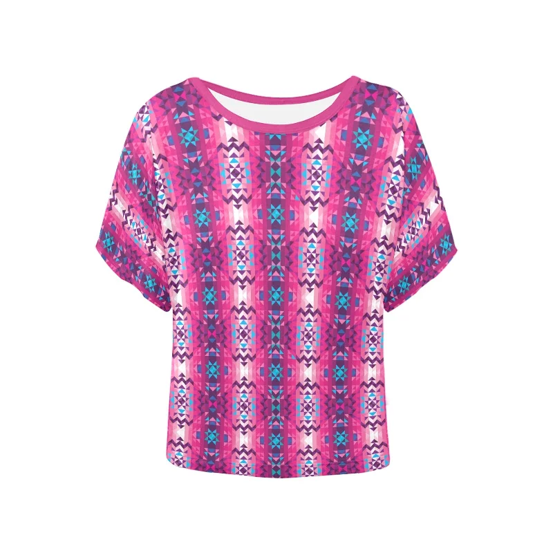 Bright Wave Women's Batwing-Sleeved Blouse T shirt Feminine Puff Blouse