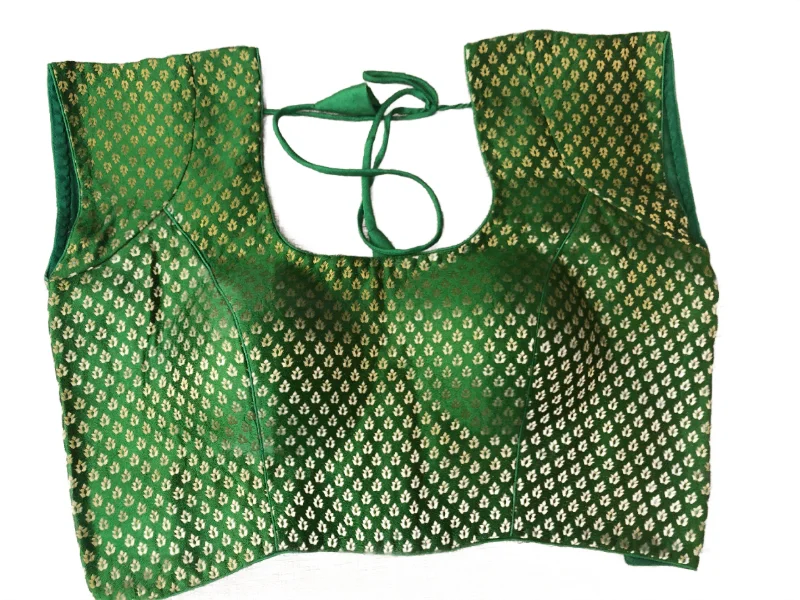 Brocade Blouse - Green (Plus size) Wrap Front Blouse