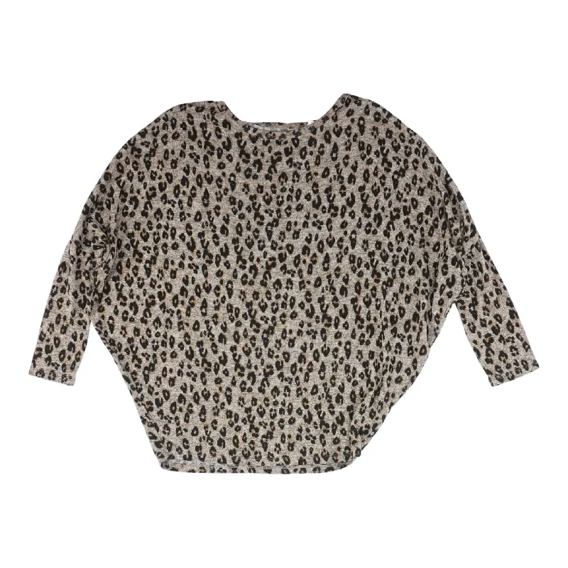 Brown Animal Print Long Sleeve Blouse Boho Chic Blouse