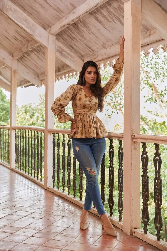 By The Maple Blouse | Handloom Cotton Blouse Balloon Sleeve Blouse