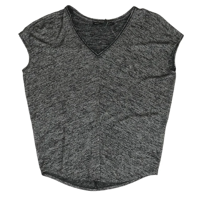 Charcoal Solid Short Sleeve Blouse Lightweight Floral Blouse