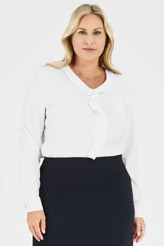 Ladies' Charlotte Blouse - White Modern Oversized Blouse