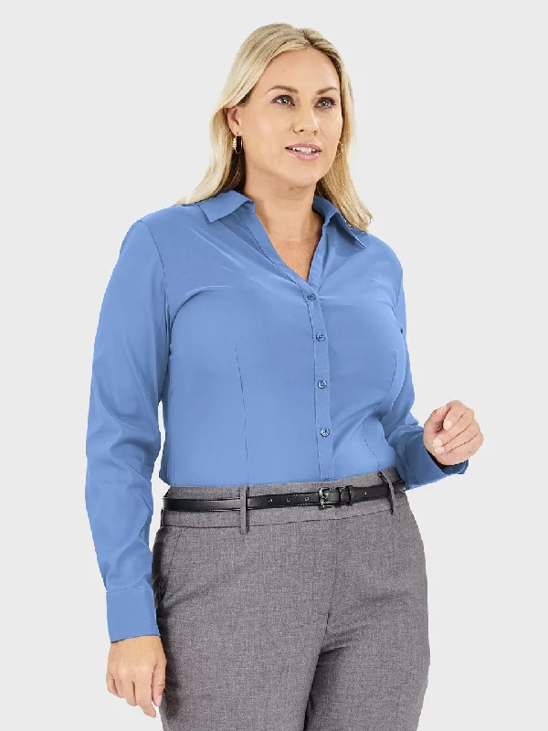 Ladies' Perfect Blouse Long Sleeve - Peri Blue Smart Business Blouse