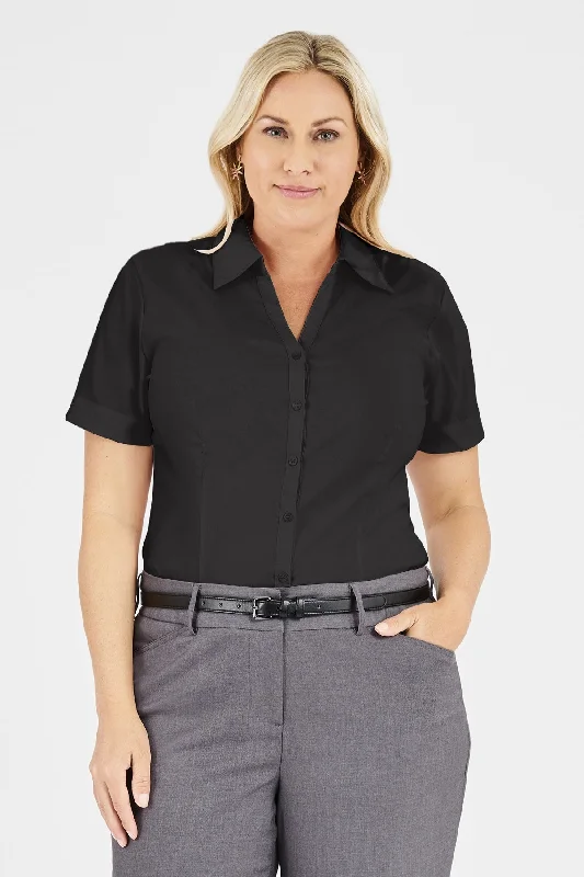 Ladies' Perfect Blouse Short Sleeve - Black Chic Wrap Blouse