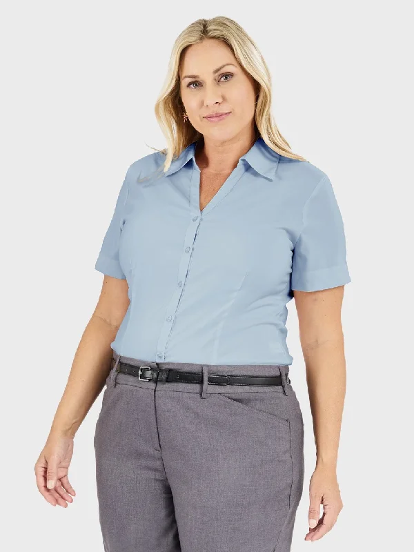 Ladies' Perfect Blouse Short Sleeve - Ice Blue Pastel Color Blouse