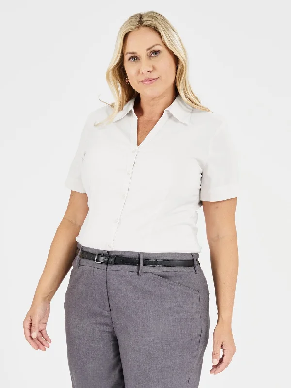Ladies' Perfect Blouse Short Sleeve - White Sheer Sleeve Blouse