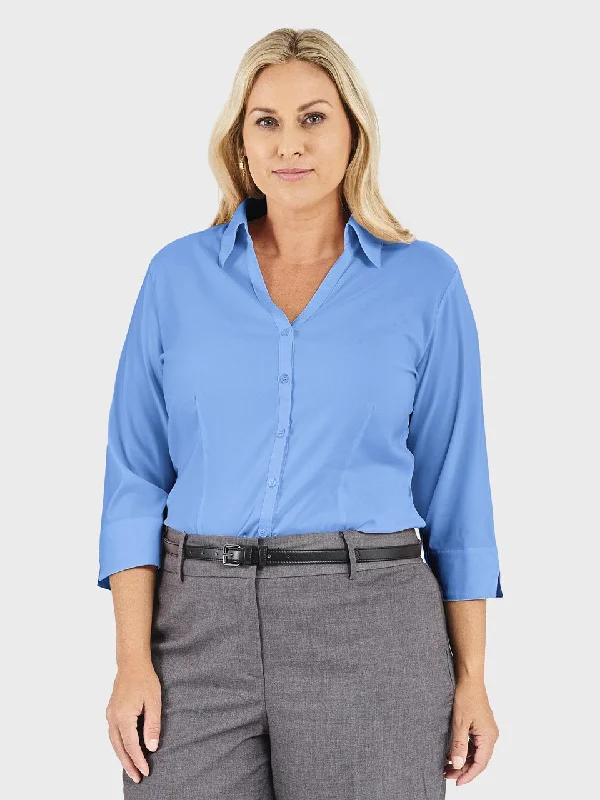 Ladies' Perfect Blouse Three Quarter Sleeve - Peri Blue Side Tie Blouse