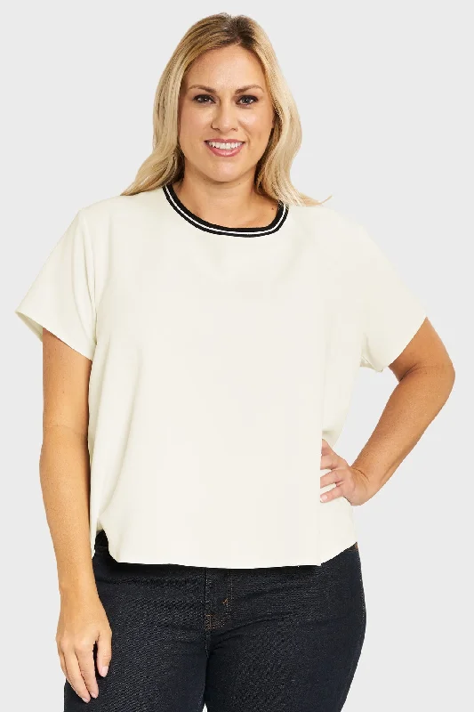 Ladies' Racer T Blouse - Cream Office-Ready Blouse