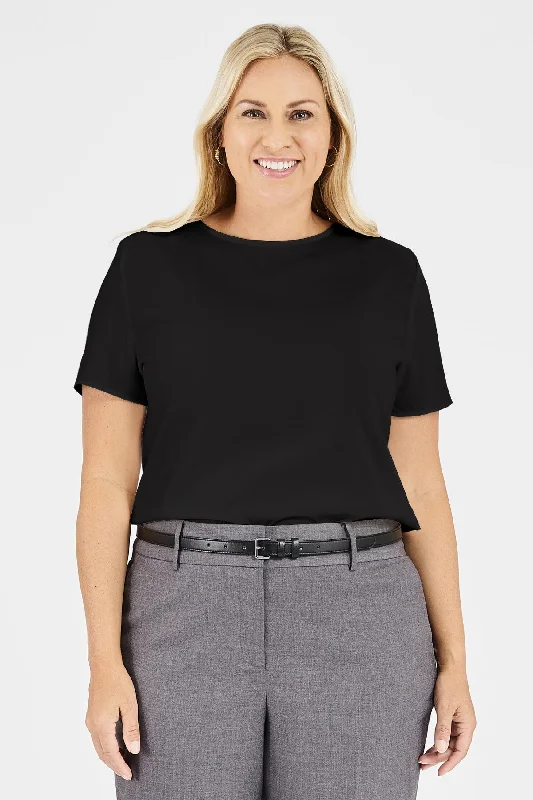 Ladies' Shell Blouse - Black Chic Square Blouse