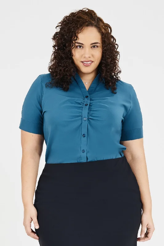 Ladies' Victoria Blouse - Aquamarine Stylish Wrap Blouse