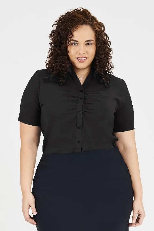 Ladies' Victoria Blouse - Black Chic Ruffle Blouse