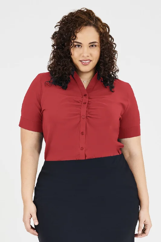 Ladies' Victoria Blouse - Sunset Red Semi-Sheer Blouse