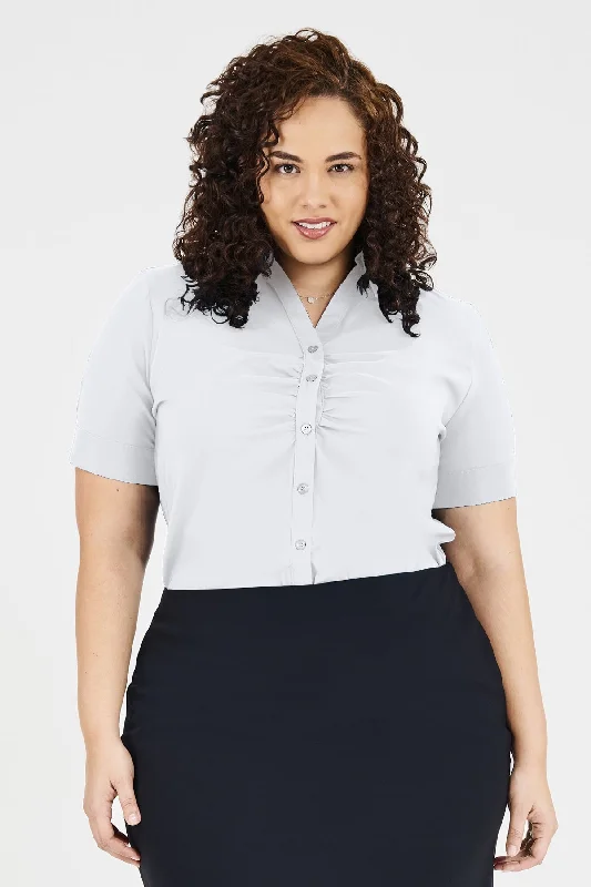 Ladies' Victoria Blouse - White Sheer Sleeve Blouse