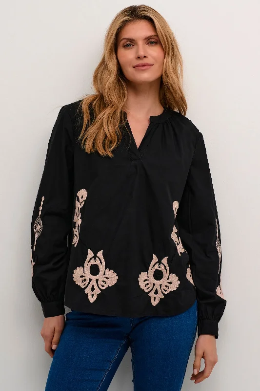 Cream 10612943 CRlpilo Blouse Oriental Black Vintage Polka Blouse