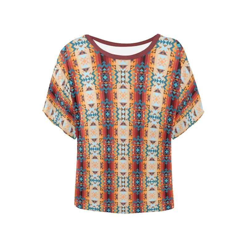 Dark Sandway Women's Batwing-Sleeved Blouse T shirt Vintage Polka Blouse