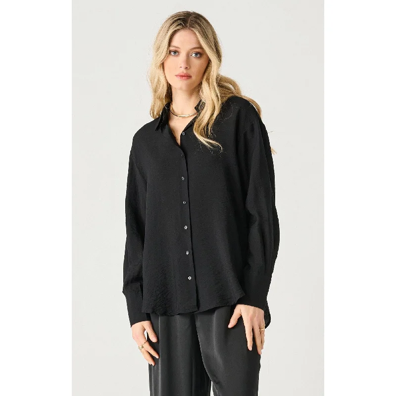 Dex Black Tape Flowy Satin Blouse Embellished Collar Blouse