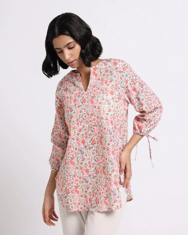 Disty Floral Linen Blouse Boho Chic Blouse