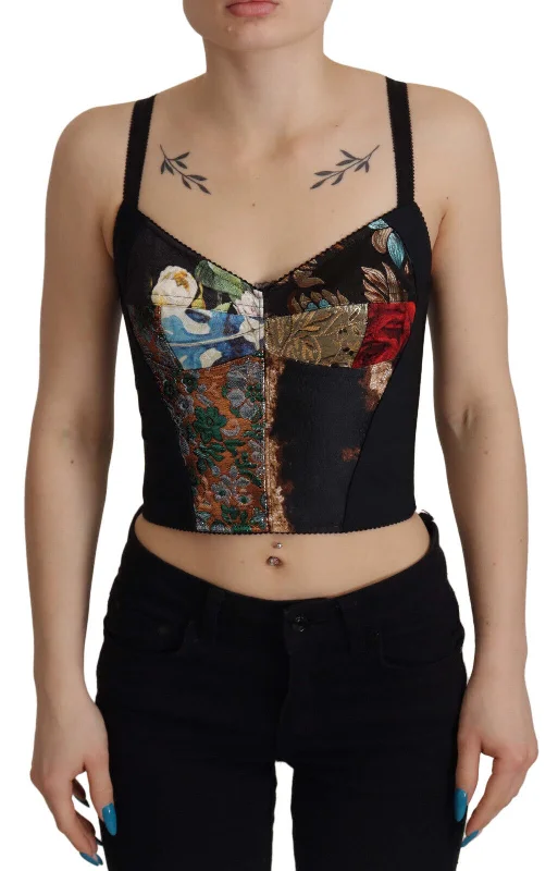 Dolce & Gabbana Elegant Floral Corset Top Blouse Sleeveless Summer Blouse