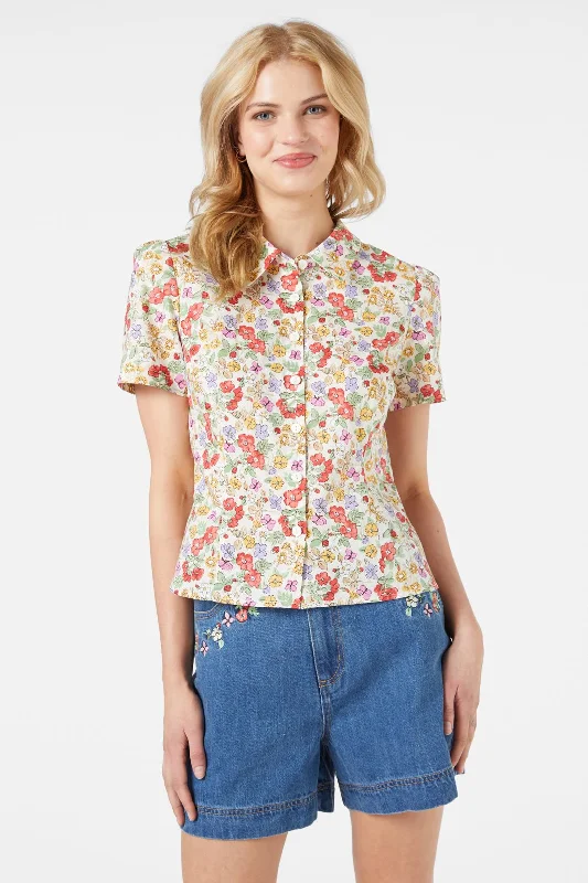 Ella Flora Blouse Off-Shoulder Wrap Blouse