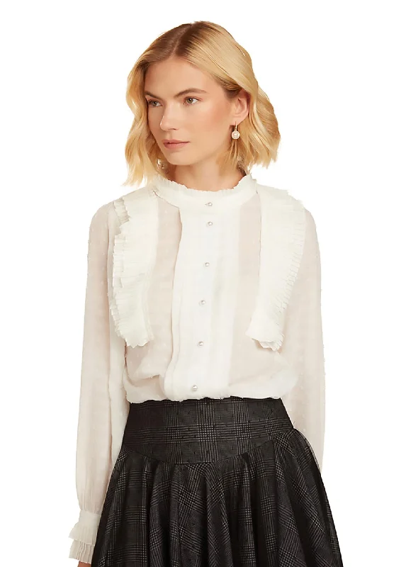 ESTHER BLOUSE WINTER WHITE Feminine Satin Blouse