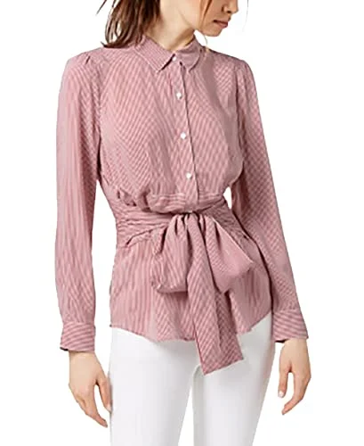 Faux-Wrap Blouse Casual Relaxed Fit Blouse