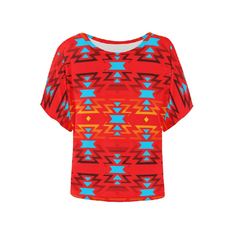 Fire Colors and Sky Sierra Women's Batwing-Sleeved Blouse T shirt Silky Tunic Blouse