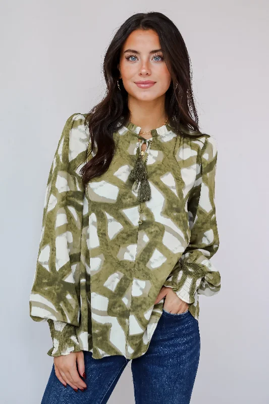 Flawlessly Posh Olive Blouse Loose Oversized Blouse