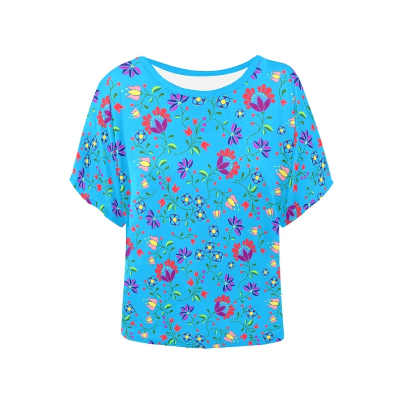 Fleur Indigine Ciel Women's Batwing-Sleeved Blouse T shirt Airy Cotton Blouse