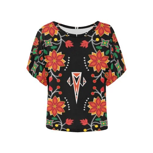 Floral Beadwork Six Bands Women's Batwing-Sleeved Blouse T shirt Elegant Peplum Blouse Floral Beadwork Six Bands Women's Batwing-Sleeved Blouse T shirt Elegant Peplum Blouse