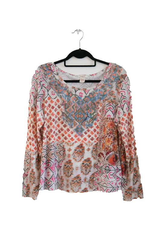 Sundance Embroidered Blouse Delicate Bow Blouse