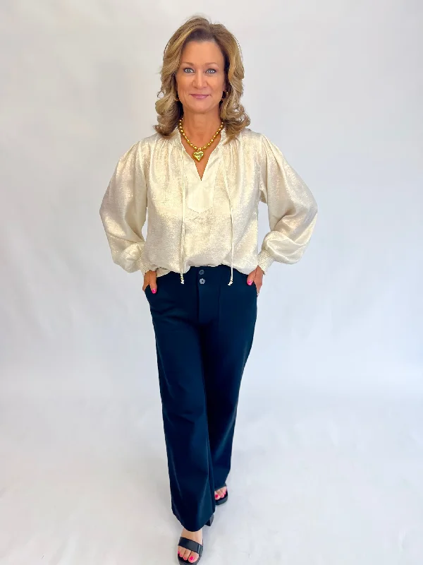 Golden Radiance Blouse-Ivory Classic White Blouse