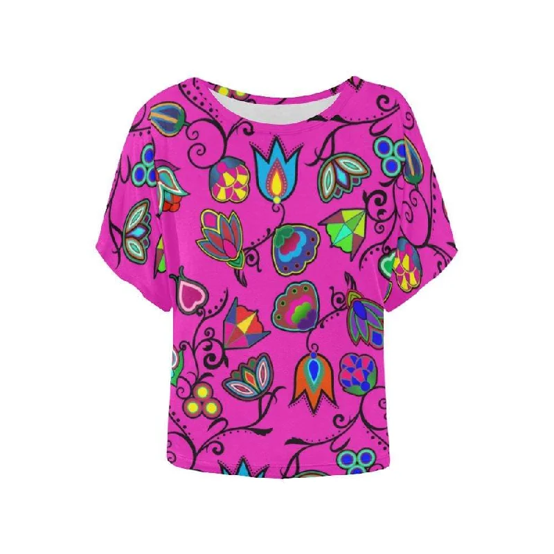 Indigenous Paisley Women's Batwing-Sleeved Blouse T shirt Asymmetric Hem Blouse