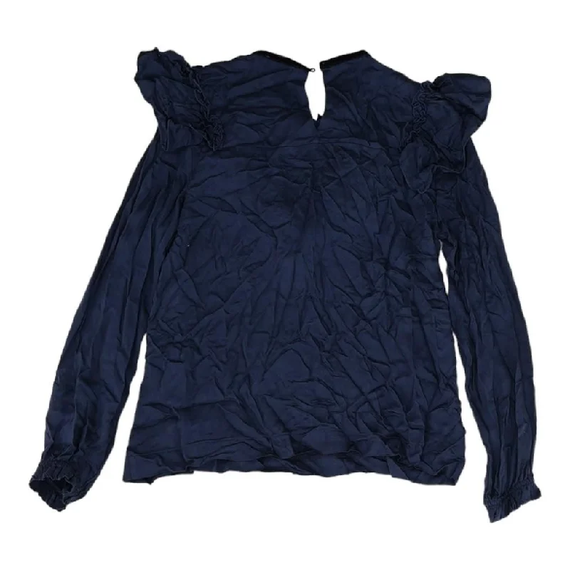 Indigo Solid Long Sleeve Blouse Business Casual Blouse