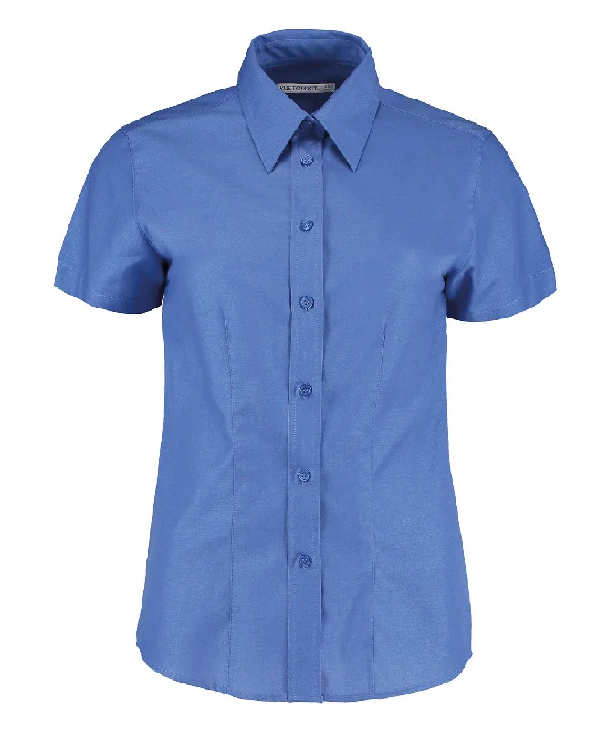 Italian Blue - Women's workplace Oxford blouse short-sleeved (tailored fit) Classic Minimalist Blouse Italian Blue - Women's workplace Oxford blouse short-sleeved (tailored fit) Classic Minimalist Blouse