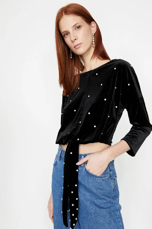 Women Black Blouse Subtle Shimmer Blouse