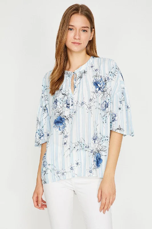 Women Blue Blouses Sleeveless Chiffon Blouse