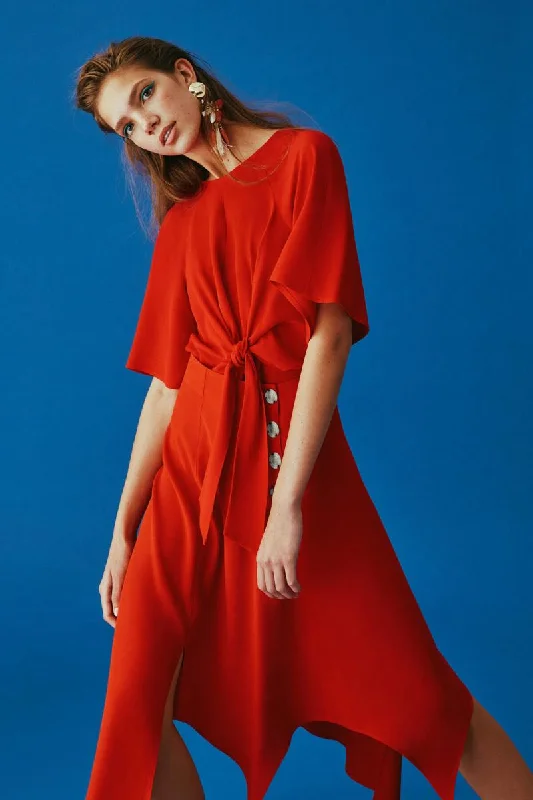 Women Red Blouse Sweetheart Neck Blouse