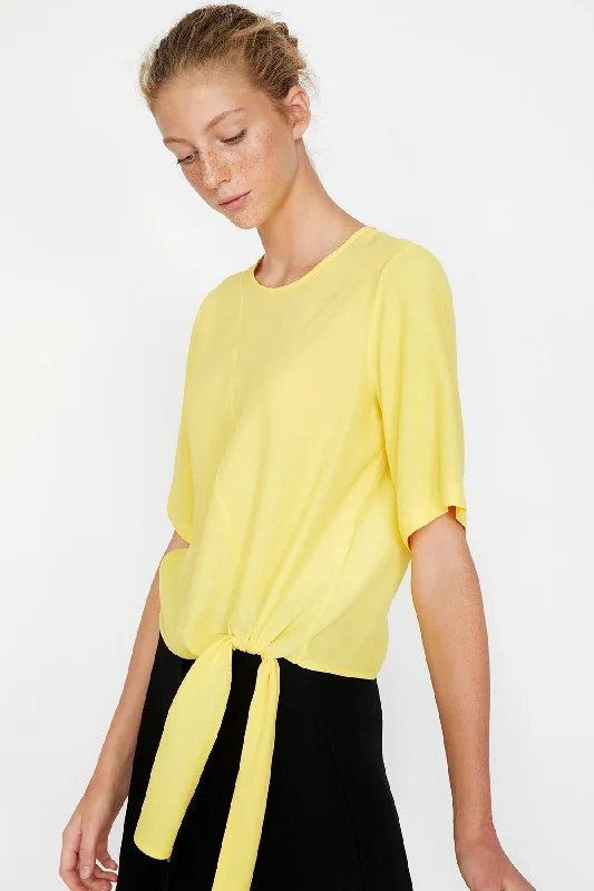 Women Yellow Blouse Peter Pan Blouse