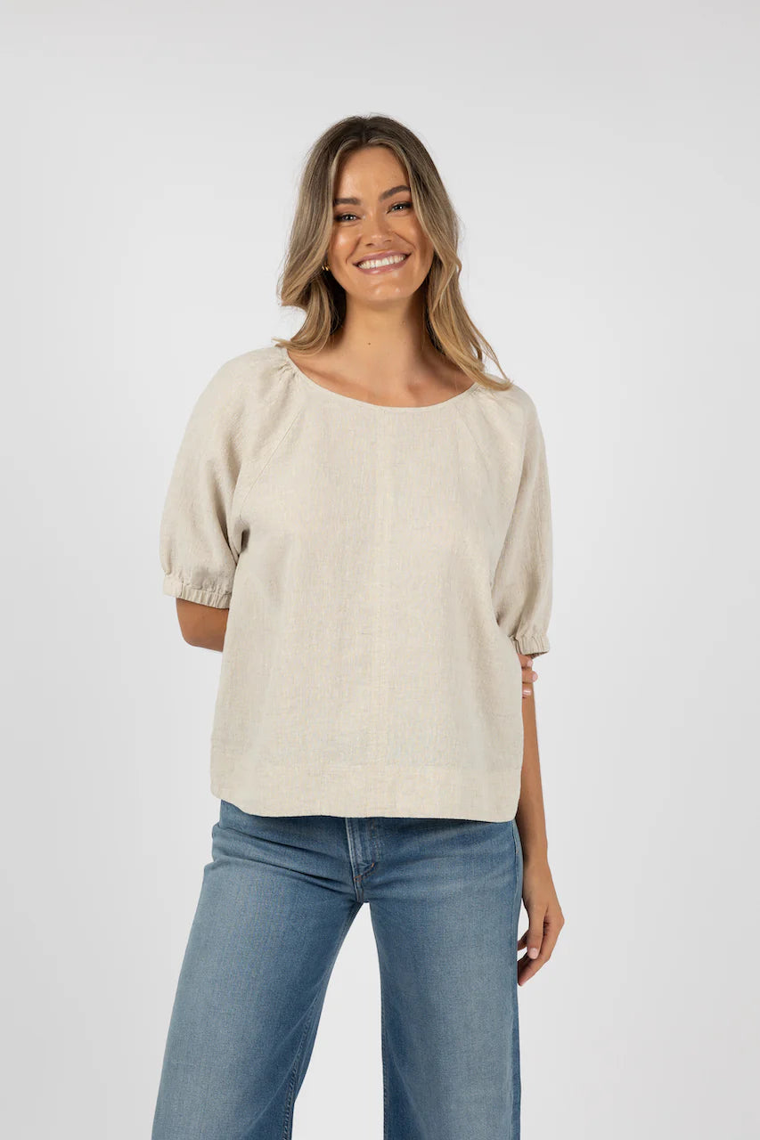 Lagoon Blouse Natural Embroidered Floral Blouse