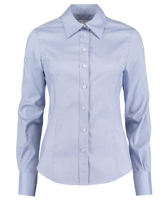 Light Blue* - Women's corporate Oxford blouse long-sleeved (tailored fit) Casual Button Blouse